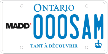 Illustration d’une plaque d’immatriculation - MADD Canada (Les mères contre l’alcool au volant)