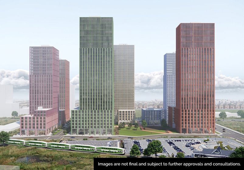 Conceptual design of the proposed Mount Joy transit-oriented community.