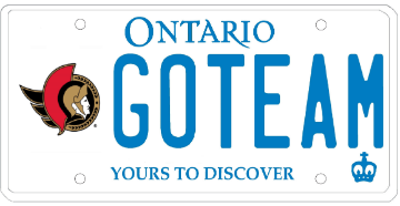 Illustration of Licence Plate — Ottawa Senators