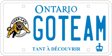 Illustration d’une plaque d’immatriculation - Tiger-Cats de Hamilton