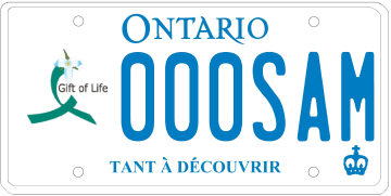 Illustration d’une plaque d’immatriculation - Réseau Trillium pour le don de vie