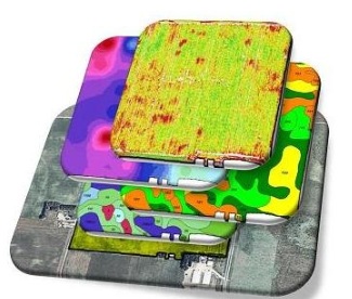 An example of various data layers that are overlapped in the generation of management zones.
