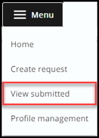 Step 1: Click the Menu button found in the header at the top of all SADIE pages and then click on View submitted. 