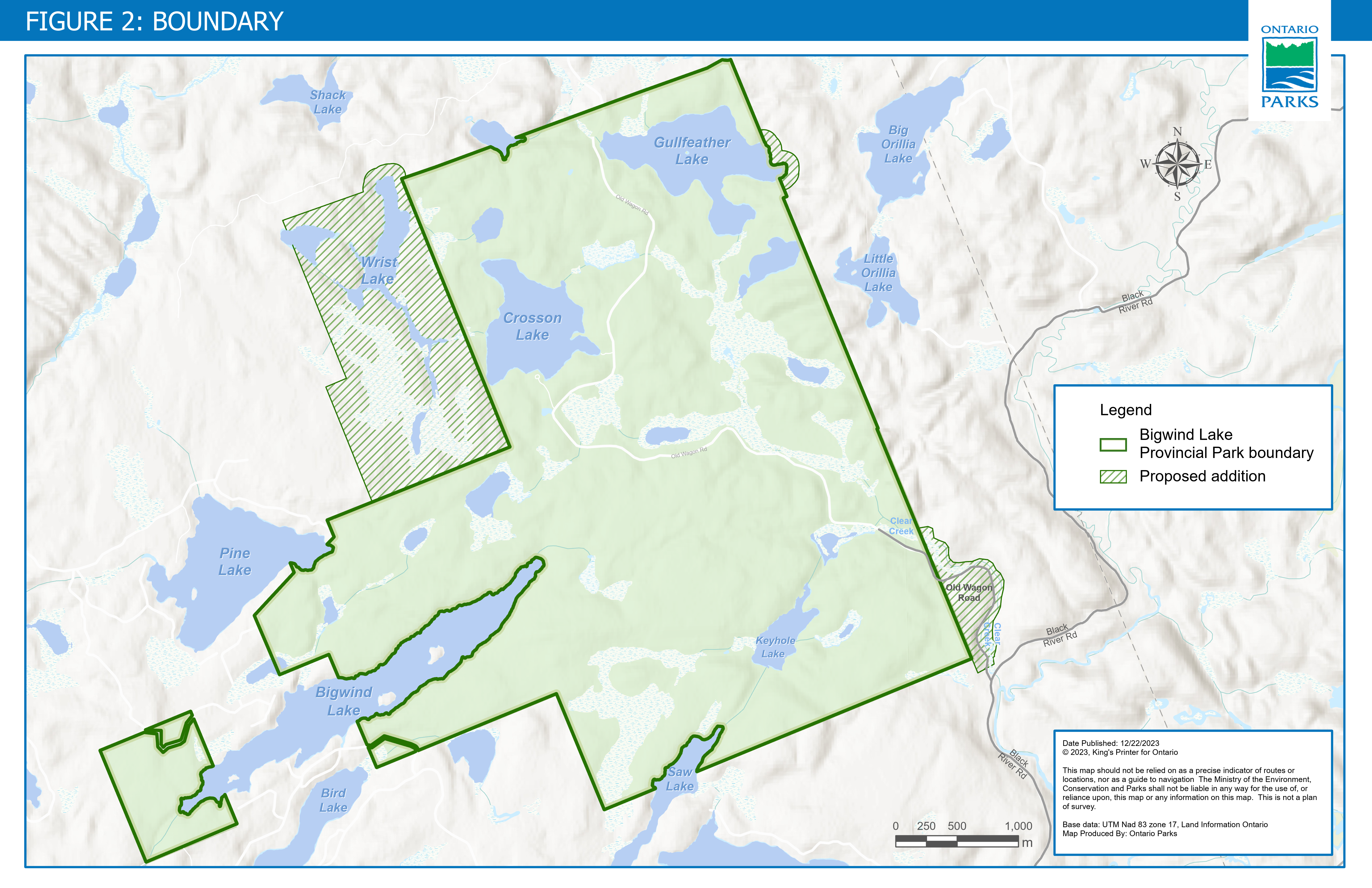 Figure 2 is a map showing the boundary of Bigwind Lake Provincial Park