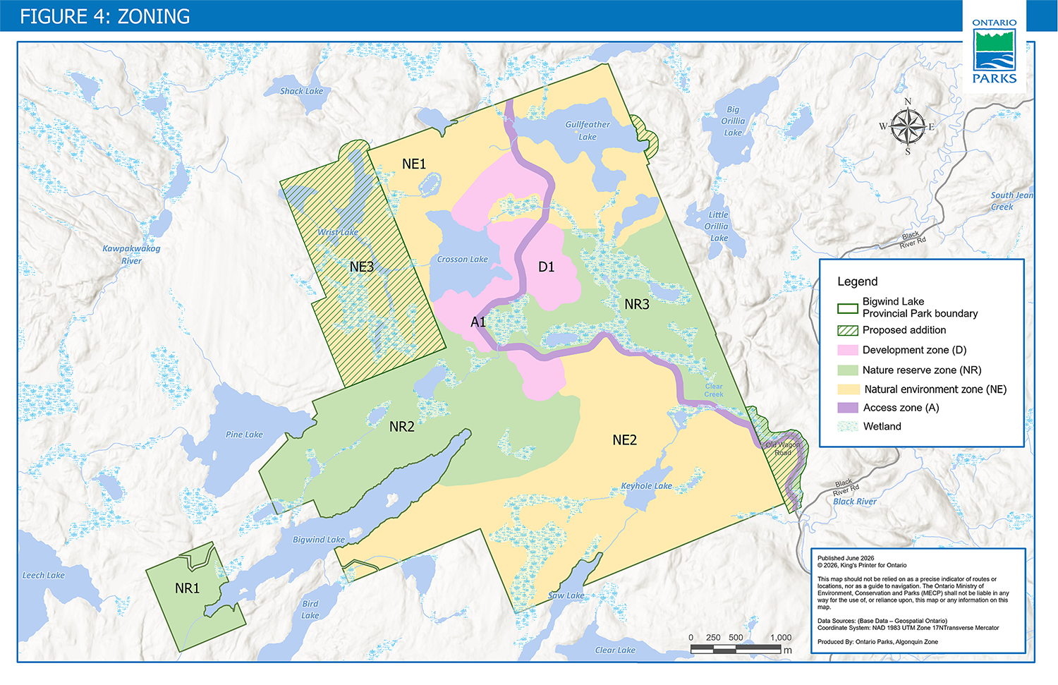 Figure 4 is a map showing zoning areas for the existing provincial park and the proposed additions to the park boundary
