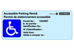 Blue accessible parking permit
