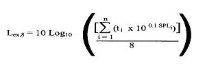 Image de la formule servant au calcul du niveau d’exposition sonore equivalent.