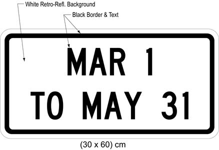 Illustration of tab sign with text MAR 1 TO MAY 31.