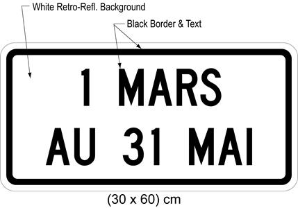 Illustration of tab sign with text 1 MARS AU 31 MAI.