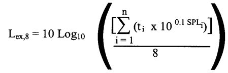 Image of equation for equivalent sound exposure level.