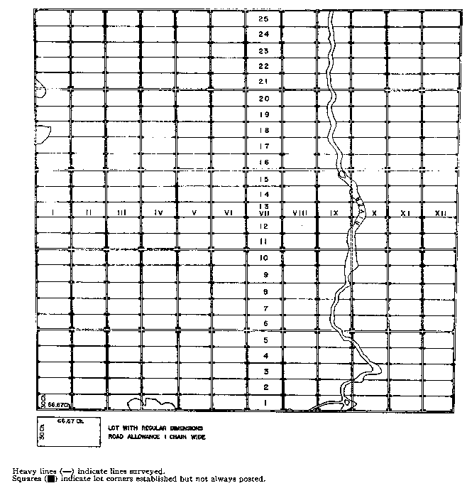 Sketch of Method 42 in a double front township in accordance with Section 24, subsection 1.