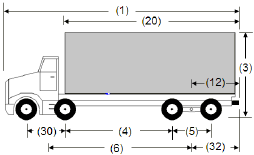 Illustration of Designated Truck 3, a 4-axle truck, as described below.