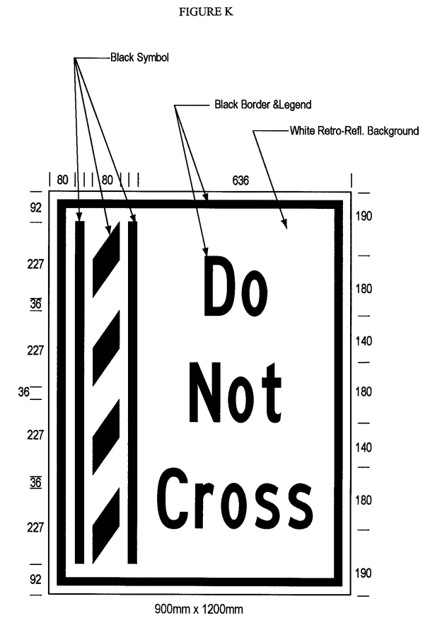 Illustration of Figure K - ground mounted sign of a buffer zone and to its right the text 