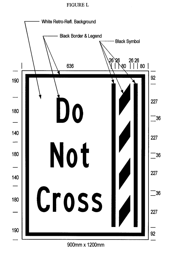 Illustration of Figure L - ground mounted sign of a buffer zone and to its left the text 