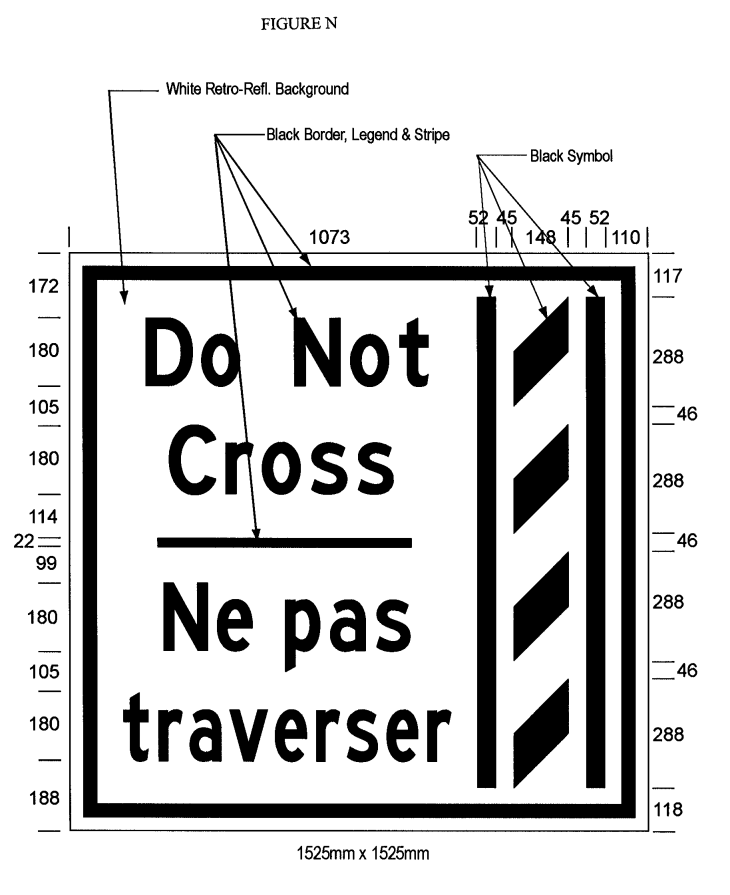 Illustration of Figure N - overhead sign of a buffer zone and to its left the text 