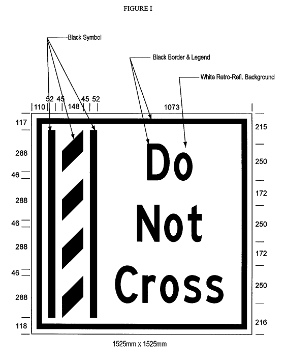 Illustration of Figure I - overhead sign of a buffer zone and to its right the text 