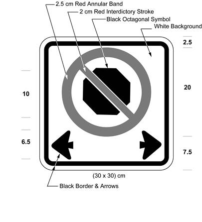 Illustration of sign with a no stopping symbol with arrows pointing left and right.