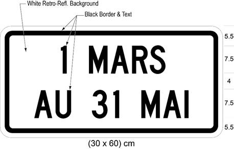 Illustration of tab sign with text 1 MARS AU 31 MAI. 