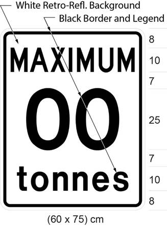 Illustration of sign with text MAXIMUM 00 tonnes.